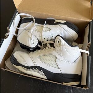 Jordan 5 Retro (PS) White Black Sail Kids Sneakers